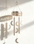 Moon Shadow Openwork Decorative Wind Chime | Warm Silver