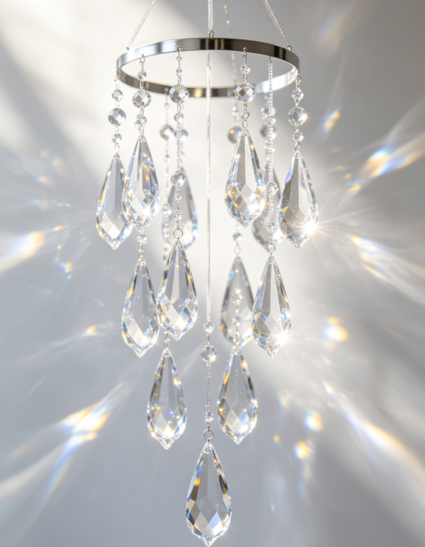 Crystal Raindrop Wind Chime | Transparent Flowing Light Version