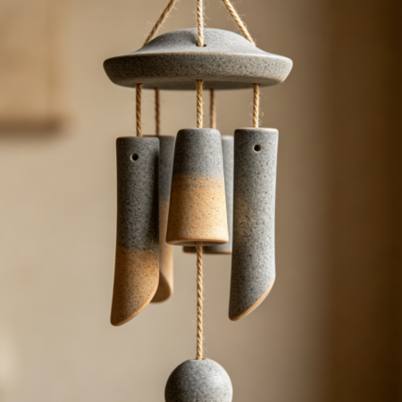 Sandstone Wind Chime | Warm Gray Ceramic Texture