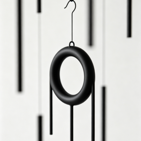 Ring-Shaped Metal Wind Chime | Minimalist Matte Black