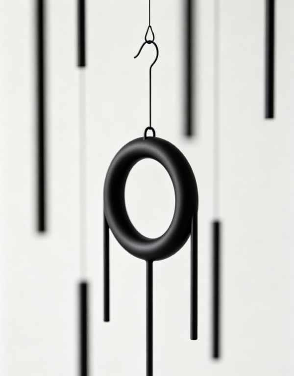 Ring-Shaped Metal Wind Chime | Minimalist Matte Black